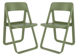 Durham Olive Green Polypropylene Dining Chairs In Pair