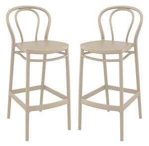 Victor Taupe Polypropylene With Glass Fiber Bar Chairs In Pair