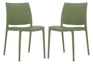 Mesa Olive Green Polypropylene Dining Chairs In Pair