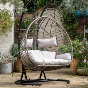 Araneda Large Wicker Hanging Chair In Natural With Steel Frame