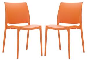 Mesa Orange Polypropylene Dining Chairs In Pair