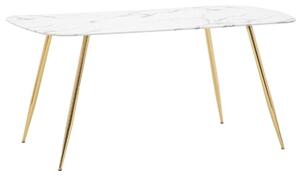 Evan Rectangular Glass Dining Table In White Marble Effect