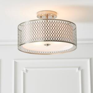 Cordero Round Flush Ceiling Light In Satin Nickel