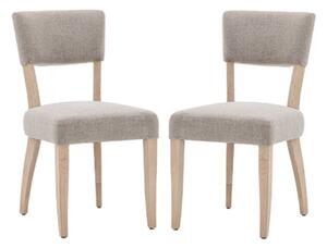 Elvira Grey Fabric Dining Chairs With Oak Legs In Pair