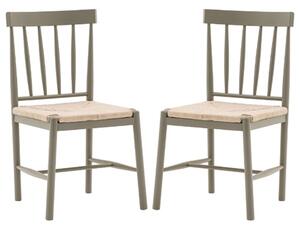 Elvira Prairie Wooden Dining Chairs With Rope Seat In Pair