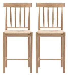 Elvira Natural Wooden Bar Chairs With Rope Seat In Pair