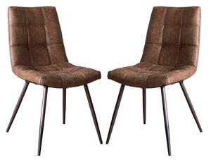 Danbury Brown Faux Leather Dining Chairs In Pair