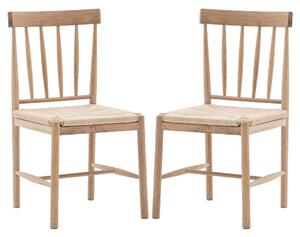 Elvira Natural Wooden Dining Chairs With Rope Seat In Pair