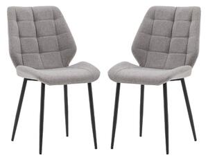 Minford Light Grey Fabric Dining Chairs With Black Legs In Pair