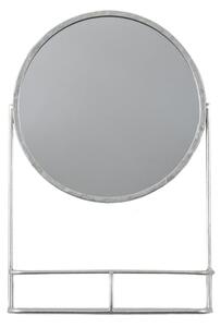 Enoch Wall Mirror With Shelf In Silver Iron Frame