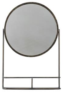 Enoch Wall Mirror With Shelf In Black Iron Frame