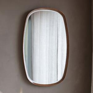 Kinder Bevelled Wall Mirror In Walnut Solid Wood Frame