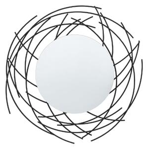 Braking Round Wall Mirror In Black Iron Frame