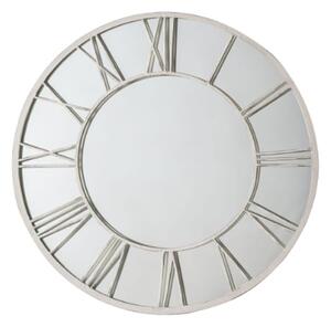 Livia Round Wall Mirror In Distressed White Frame