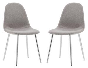 Millikan Grey Fabric Dining Chairs With Chrome Legs In Pair