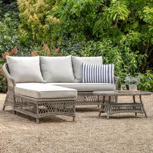 Menot Poly Rattan Chaise Set With Coffee Table In Stone