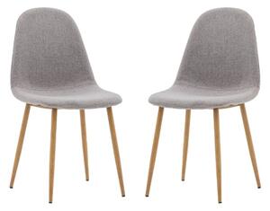 Millikan Grey Fabric Dining Chairs With Oak Legs In Pair