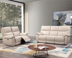 Radford Leather Electric Recliner 3+2 Seater Sofa Set In Chalk