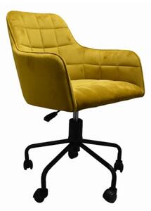 Vernal Swivel Velvet Home And Office Chair In Mustard