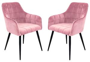 Vernal Blush Velvet Dining Chairs With Black Legs In Pair