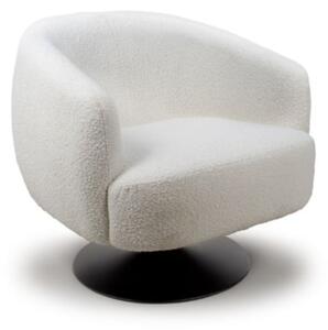 Cary Fabric Lounge Chair In Ivory With Black Trumpet Base