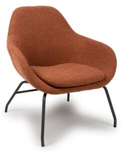 Milan Boucle Fabric Lounge Chair In Rust With Black Metal Legs