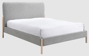 Covington Fabric Double Bed With Wooden Legs In Steel Grey