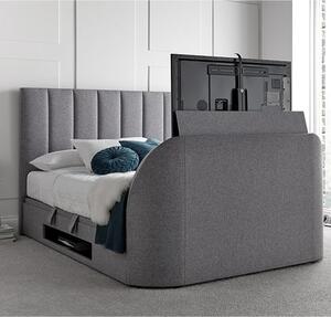 Milton Ottoman Marbella Fabric Double TV Bed In Grey