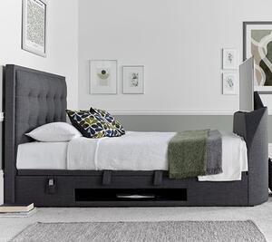 Felton Ottoman Pendle Fabric Double TV Bed In Slate