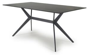 Tarsus Large Ceramic Dining Table With Metal Legs In Black