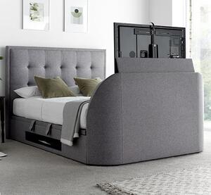 Felton Ottoman Marbella Fabric Double TV Bed In Grey