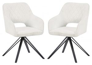 Lublin White Fabric Dining Chairs With Black Legs In Pair