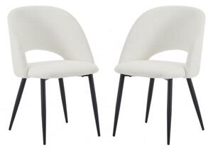 Auburn White Fabric Dining Chairs With Black Legs In Pair