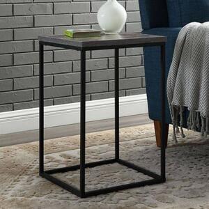 Arcata Wooden Side Table Square In Dark Concrete Effect