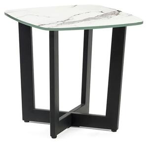 Oakley Glass Top Lamp Table In White Marble Effect