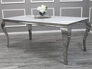 Laval Large White Glass Dining Table With Chrome Legs