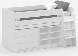 Vestal Wooden Single Mid Sleeper Bunk Bed With Storage In White