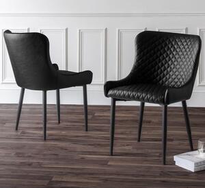 Lakia Antique Black Faux Leather Dining Chairs In Pair