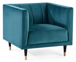 Sarnia Scalloped Back Velvet Armchair In Teal