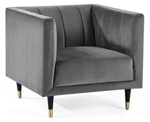 Sarnia Scalloped Back Velvet Armchair In Grey