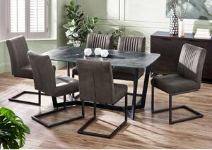 Oakley Black Marble Effect Glass Dining Table 6 Barras Chairs