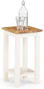 Calliope Tall Narrow Wooden Side Table In Ivory And Oak