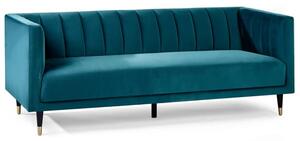 Sarnia Scalloped Back Velvet 3 Seater Sofa In Teal