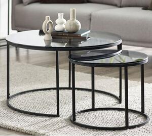 Casper Smoked Glass Nesting Coffee Tables With Black Frame