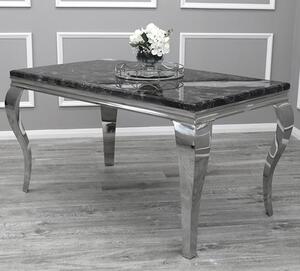 Laval Large Black Marble Dining Table With Chrome Legs