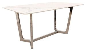 Largo White Sintered Stone Top Dining Table With Chrome Frame