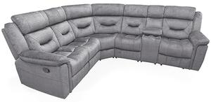 Darley Upholstered Recliner Fabric Corner Sofa In Grey