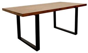 Flint Solid Dark Pine Wood Dining Table With Matt Black Legs