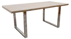 Flint Solid Light Pine Wood Dining Table With Chrome Legs