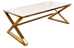 Wilson Polar White Sintered Stone Coffee Table With Gold Base